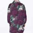 Dark Purple Rose Abstract Flower Hand Drawn Pattern Unisex Sherpa Fleece Hoodie Blanket