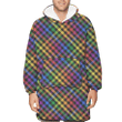 Rainbow Lgbt Colors On Black Diagonal Tartan Style Unisex Sherpa Fleece Hoodie Blanket