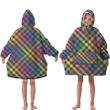 Rainbow Lgbt Colors On Black Diagonal Tartan Style Unisex Sherpa Fleece Hoodie Blanket