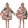 Pattern Of Peony Roses And Clove Flowers Branch Watercolor Unisex Sherpa Fleece Hoodie Blanket