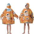 Pattern Of Spaceship Cartoon With Little Astronaut Pattern Unisex Sherpa Fleece Hoodie Blanket