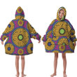 Afro Ethnic Sunflowers And Tribal Motifs Geometric Elements Unisex Sherpa Fleece Hoodie Blanket