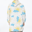 Yellow Sun With Blue Cloud And Colorful Rain Unisex Sherpa Fleece Hoodie Blanket