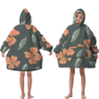 Simple Painted Orange Flower And Leaves Scattered Pattern Unisex Sherpa Fleece Hoodie Blanket