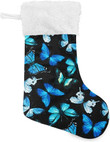 Christmas Blue Butterfly Stocking