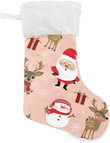 Cute Santa Snowman Reindeer Snowflake Gifts Pink Christmas Stocking Hanging Ornament