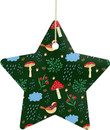 Bird And Mushroom Ceramic Star Ornament Christmas Tree Ornaments Decorations