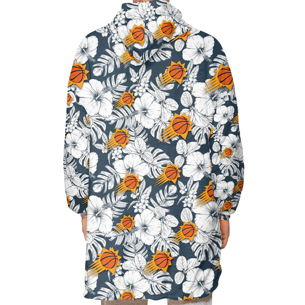 Phoenix Suns Sketch Hibiscus Leaf Dark Gray Background 3D Printed Snug Hoodie