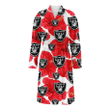 Las Vegas Raiders Big Red Hibiscus White Background Fleece Bathrobe