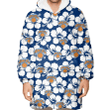 New York Knicks Modern White Hibiscus Navy Background 3D Printed Snug Hoodie