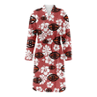 Cleveland Browns White Hibiscus Indian Red Background Fleece Bathrobe