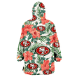 San Francisco 49ers Coral Hibiscus Green Leaf Beige Background 3D Printed Snug Hoodie