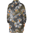 New York Knicks Gray Sketch Hibiscus Yellow Palm Leaf Black Background 3D Printed Snug Hoodie