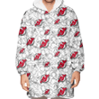 New Jersey Devils White Sketch Hibiscus Pattern White Background 3D Printed Snug Hoodie