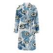 Green Bay Packers Hibiscus Balm Leaves Blue And White Background Fleece Bathrobe