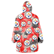 Pittsburgh Steelers Red Hibiscus Gray Leaf Gainsboro Background 3D Printed Snug Hoodie
