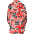 San Antonio Spurs Red Hibiscus Gray Leaf Gainsboro Background 3D Printed Snug Hoodie