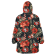 San Francisco 49ers Red Hibiscus Green Leaf Dark Background 3D Printed Snug Hoodie