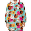 Baltimore Orioles Pink Yellow White Hibiscus Turquoise Background 3D Printed Snug Hoodie