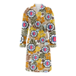 Los Angeles Clippers Brown Yellow Hibiscus White Background Fleece Bathrobe