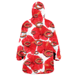 Chicago Bears Big Red Hibiscus White Background 3D Printed Snug Hoodie