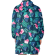 Memphis Grizzlies Pink Hibiscus Green Leaves Dark Background 3D Printed Snug Hoodie