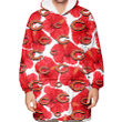 Chicago Bears Big Red Hibiscus White Background 3D Printed Snug Hoodie