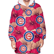 Chicago Cubs Red Beige Hibiscus Beige Background 3D Printed Snug Hoodie
