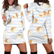 Dog Bread Pattern In Blue And White Stripes Hoodie Dress 3D
