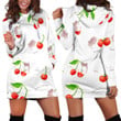 Cherry Hamster Pattern In White Hoodie Dress 3D