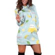 Banana Cat With Leaves Pattern In Blue Hoodie Dress 3D
