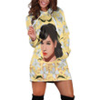 Beautiful Girl With Flower Patterns In Yellow Hoodie Dress 3D