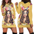 Long Hair Girl Wearing Glasses With Flower Patterns In Yellow Hoodie Dress 3D