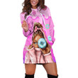 Black Girl Holding Donut Cake With Donuts Patterns In Pink Hoodie Dress 3D