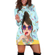 Girl With Bun Hair Candy Patterns In Mint Hoodie Dress 3D