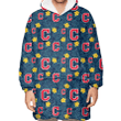 Cleveland Indians Yellow Hibiscus Cadet Blue Leaf Navy Background 3D Printed Snug Hoodie