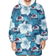 Colorado Avalanche White Hibiscus Turquoise Banana Leaf Navy Background 3D Printed Snug Hoodie