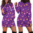 Cassettes Butterflies And Hearts Y2K Pattern In Dark Purple Hoodie Dress 3D