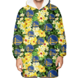 Golden State Warriors Yellow Hibiscus Tropical Green Leaf Black Background 3D Printed Snug Hoodie