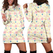 Flowers And Hearts Y2K Pattern In Light Yellow Hoodie Dress 3D