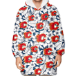 Calgary Flames White Hibiscus And Leaves Blue Background 3D Printed Snug Hoodie