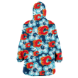 Calgary Flames Dark Turquoise Hibiscus Navy Background 3D Printed Snug Hoodie