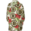 Boston Bruins Red Hibiscus Green Tropical Leaf Cream Background 3D Printed Snug Hoodie