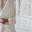 Houston Astros White Sketch Hibiscus Pattern White Background Fleece Bathrobe