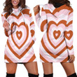 Cute Heart Pink And Brown Color Drawing Y2K Pattern Hoodie Dress 3D