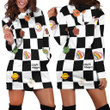 Happy Icon Pattern In Black And White Hoodie Dress 3D