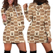 Bears Cute Pattern In Brown And Beige Hoodie Dress 3D