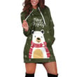 Cute White Bear With Snow Pattern Merry Christmas In Green Hoodie Dress 3D