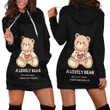 A Lovely Lucky Teddy Bear Art In Black Hoodie Dress 3D