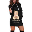 A Lovely Lucky Teddy Bear Art In Black Hoodie Dress 3D